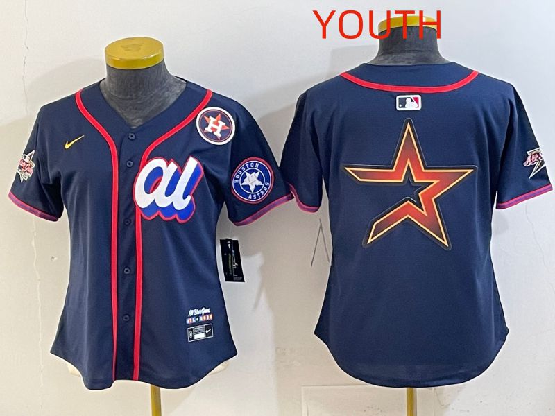 Youth 2025 Houston Astros Blank Drak Blue All star Nike MLB Jersey style 06->youth mlb jersey->Youth Jersey
